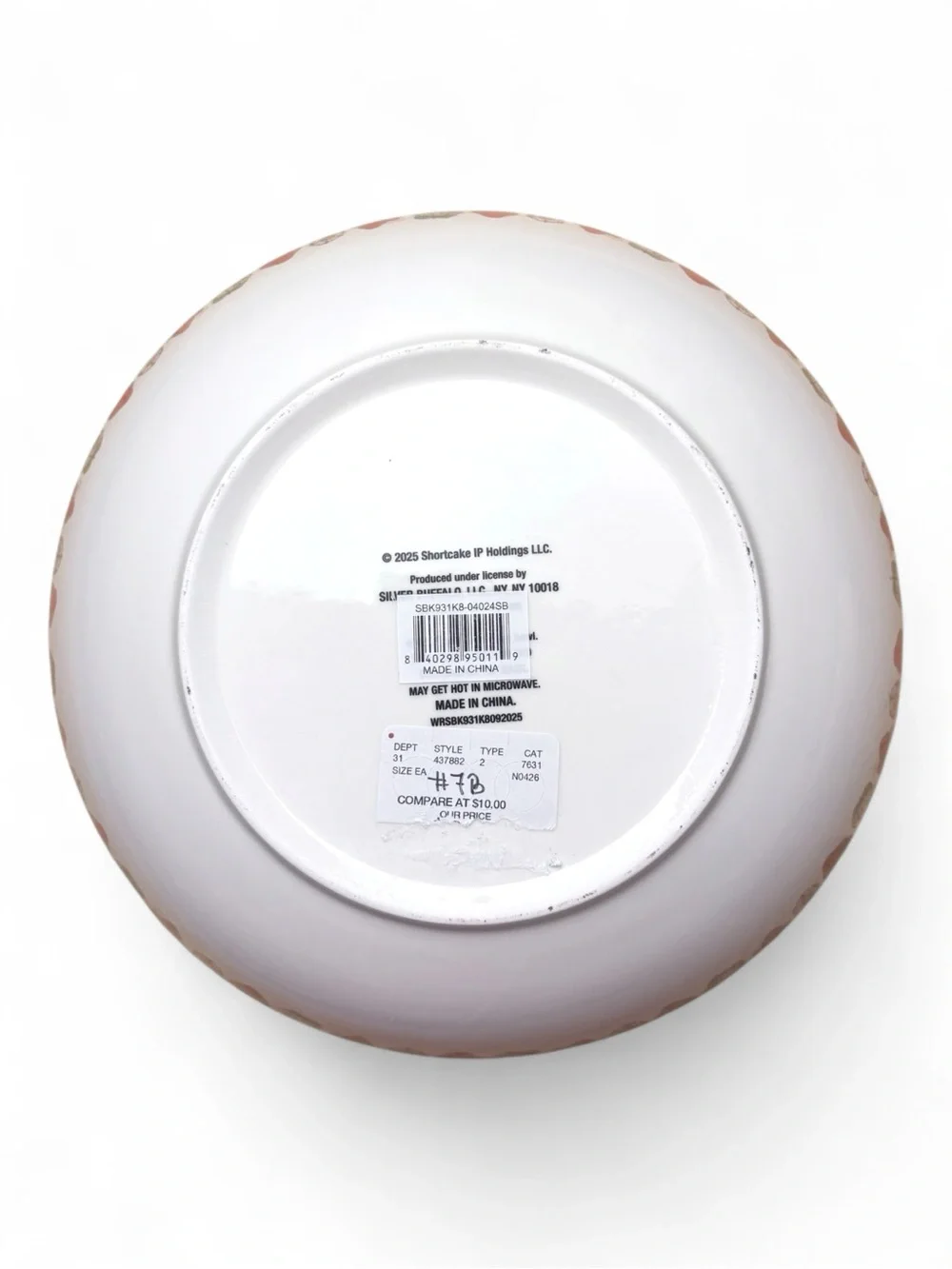 Strawberry Shortcake Ceramic Bowl — White with Red Rim